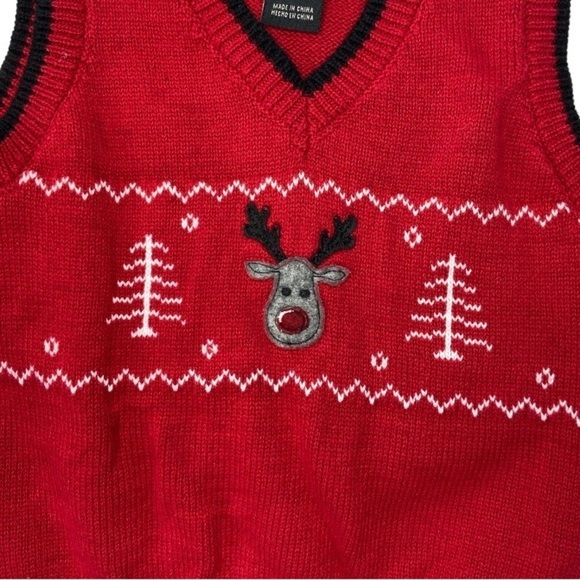 Dockers Baby Boys Christmas Reindeer V-neck Pullover Sweater Vest Size 18 Months - Picture 3 of 9